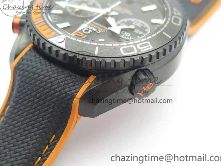 0120 Planet Ocean Master Chronometer Chrono DLC OM 1:1 Best Edition Black Dial On Nylon Strap A Chic 8103